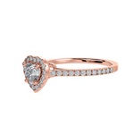 Load image into Gallery viewer, 30-Pointer Heart Cut Solitaire Halo Diamond Shank 18K Rose Gold Ring JL AU 1289R   Jewelove.US
