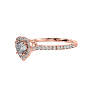 50-Pointer Heart Cut Solitaire Halo Diamond Shank 18K Rose Gold Ring JL AU 1289R-A   Jewelove.US