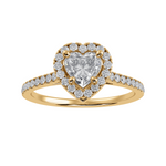 Load image into Gallery viewer, 30-Pointer Heart Cut Solitaire Halo Diamond Shank 18K Rose Gold Ring JL AU 1289R   Jewelove.US
