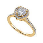 Load image into Gallery viewer, 30-Pointer Heart Cut Solitaire Halo Diamond Shank 18K Rose Gold Ring JL AU 1289R   Jewelove.US
