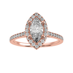 Load image into Gallery viewer, 30-Pointer Marquise Cut Solitaire Halo Diamond Shank 18K Rose Gold Ring JL AU 1290R   Jewelove.US
