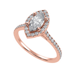 Load image into Gallery viewer, 30-Pointer Marquise Cut Solitaire Halo Diamond Shank 18K Rose Gold Ring JL AU 1290R   Jewelove.US
