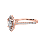 Load image into Gallery viewer, 30-Pointer Marquise Cut Solitaire Halo Diamond Shank 18K Rose Gold Ring JL AU 1290R   Jewelove.US
