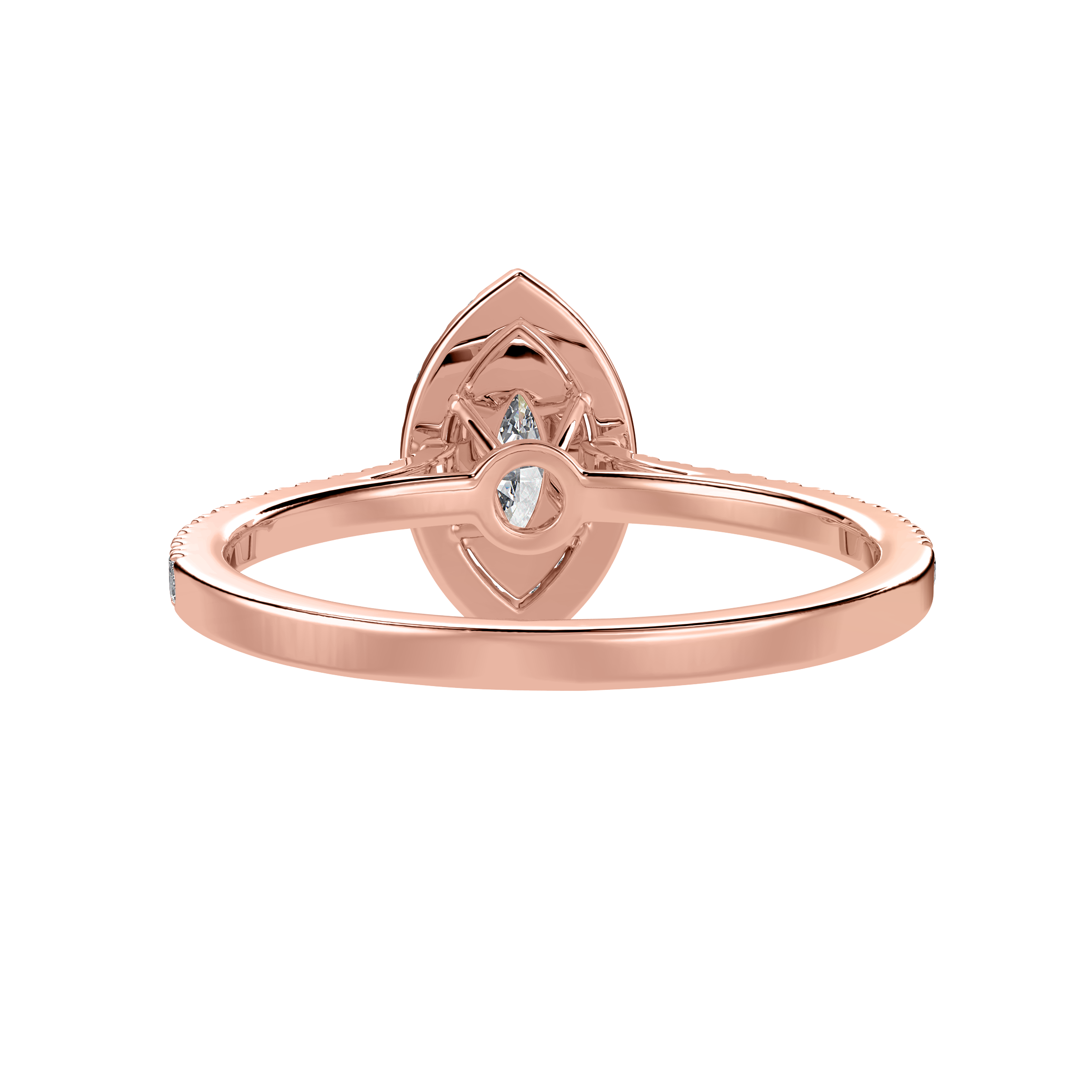 30-Pointer Marquise Cut Solitaire Halo Diamond Shank 18K Rose Gold Ring JL AU 1290R   Jewelove.US