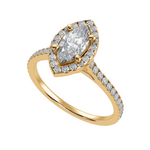 Load image into Gallery viewer, 50-Pointer Marquise Cut Solitaire Halo Diamond Shank 18K Yellow Gold Ring JL AU 1290Y-A   Jewelove.US
