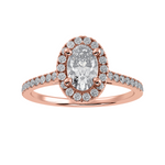 Load image into Gallery viewer, 30-Pointer Oval Cut Solitaire Halo Diamond Shank 18K Rose Gold Ring JL AU 1291R   Jewelove.US
