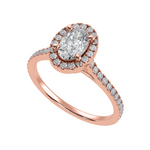 Load image into Gallery viewer, 30-Pointer Oval Cut Solitaire Halo Diamond Shank 18K Rose Gold Ring JL AU 1291R   Jewelove.US
