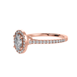 Load image into Gallery viewer, 50-Pointer Oval Cut Solitaire Halo Diamond Shank 18K Rose Gold Ring JL AU 1291R-A   Jewelove.US
