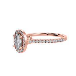 50-Pointer Oval Cut Solitaire Halo Diamond Shank 18K Rose Gold Ring JL AU 1291R-A   Jewelove.US