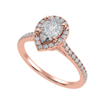 Load image into Gallery viewer, 30-Pointer Pear Cut Solitaire Halo Diamond Shank 18K Rose Gold Ring JL AU 1292R   Jewelove.US
