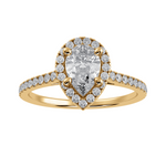 Load image into Gallery viewer, 30-Pointer Pear Cut Solitaire Halo Diamond Shank 18K Yellow Gold Ring JL AU 1292Y   Jewelove.US
