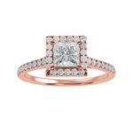 Load image into Gallery viewer, 30-Pointer Princess Cut Solitaire Halo Diamond Shank 18K Rose Gold Ring JL AU 1293R   Jewelove.US
