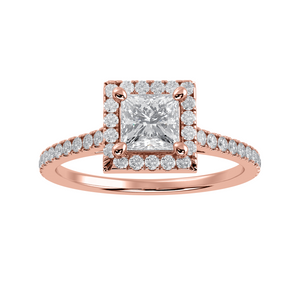 30-Pointer Princess Cut Solitaire Halo Diamond Shank 18K Rose Gold Ring JL AU 1293R   Jewelove.US