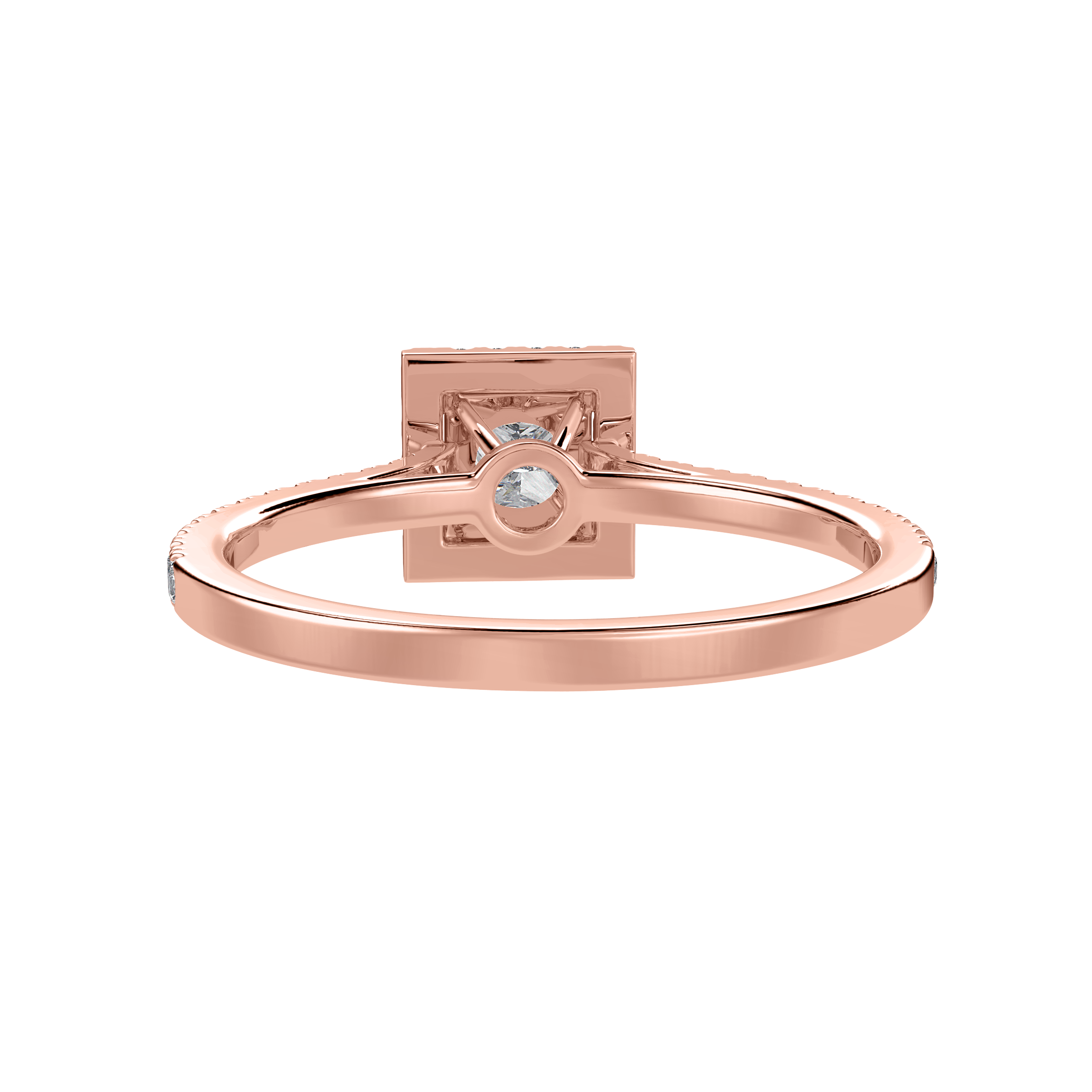 30-Pointer Princess Cut Solitaire Halo Diamond Shank 18K Rose Gold Ring JL AU 1293R   Jewelove.US