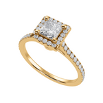 Load image into Gallery viewer, 30-Pointer Princess Cut Solitaire Halo Diamond Shank 18K Yellow Gold Ring JL AU 1293Y   Jewelove.US
