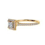 Load image into Gallery viewer, 30-Pointer Princess Cut Solitaire Halo Diamond Shank 18K Yellow Gold Ring JL AU 1293Y   Jewelove.US
