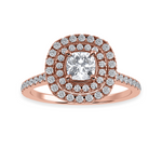 Load image into Gallery viewer, 30-Pointer Cushion Cut Solitaire Double Halo Diamond Shank 18K Rose Gold Ring JL AU 1295R   Jewelove.US
