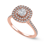 Load image into Gallery viewer, 30-Pointer Cushion Cut Solitaire Double Halo Diamond Shank 18K Rose Gold Ring JL AU 1295R   Jewelove.US
