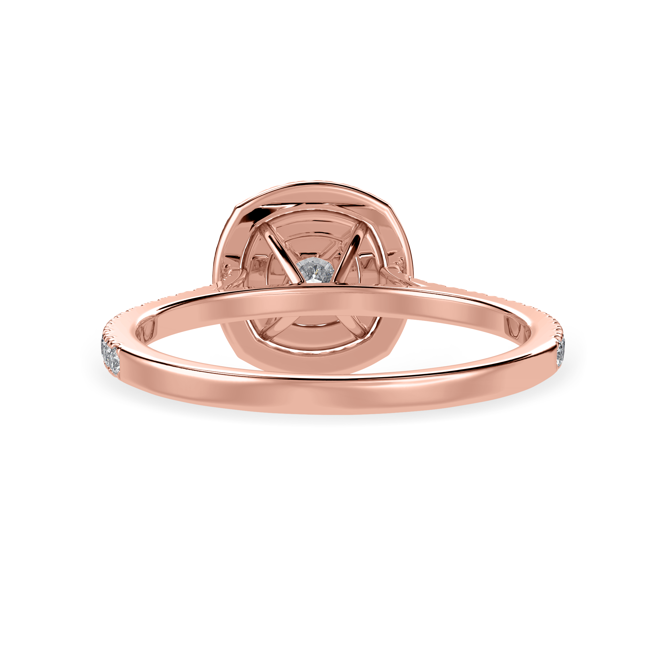 30-Pointer Cushion Cut Solitaire Double Halo Diamond Shank 18K Rose Gold Ring JL AU 1295R   Jewelove.US