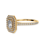 Load image into Gallery viewer, 30-Pointer Emerald Cut Solitaire Double Halo Diamond Shank 18K Yellow Gold Ring JL AU 1296Y   Jewelove.US
