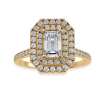 Load image into Gallery viewer, 50-Pointer Emerald Cut Solitaire Double Halo Diamond Shank 18K Yellow Gold Ring JL AU 1296Y-A   Jewelove.US
