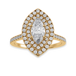 Load image into Gallery viewer, 30-Pointer Marquise Cut Solitaire Double Halo Diamond Shank 18K Yellow Gold Ring JL AU 1298Y   Jewelove.US
