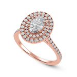 Load image into Gallery viewer, 30-Pointer Oval Cut Solitaire Double Halo Diamond Shank 18K Rose Gold Ring JL AU 1299R   Jewelove.US
