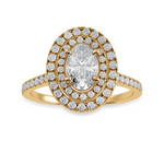 Load image into Gallery viewer, 30-Pointer Oval Cut Solitaire Double Halo Diamond Shank 18K Yellow Gold Ring JL AU 1299Y   Jewelove.US
