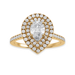 Load image into Gallery viewer, 30-Pointer Pear Cut Solitaire Double Halo Diamond Shank 18K Yellow Gold Ring JL AU 1300Y   Jewelove.US
