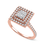 Load image into Gallery viewer, 1-Carat Princess Cut Solitaire Double Halo Diamond Shank 18K Rose Gold Ring JL AU 1301R-C   Jewelove.US
