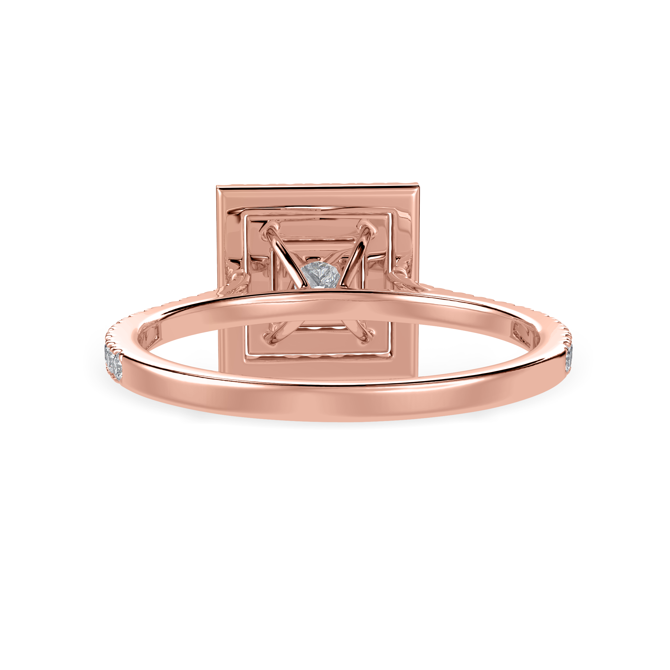 30-Pointer Princess Cut Solitaire Double Halo Diamond Shank 18K Rose Gold Ring JL AU 1301R   Jewelove.US