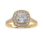 Load image into Gallery viewer, 30-Pointer Cushion Cut Solitaire Halo Diamond Shank 18K Yellow Gold Ring JL AU 1303Y   Jewelove.US
