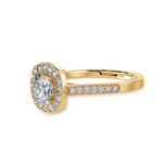 Load image into Gallery viewer, 30-Pointer Cushion Cut Solitaire Halo Diamond Shank 18K Yellow Gold Ring JL AU 1303Y   Jewelove.US
