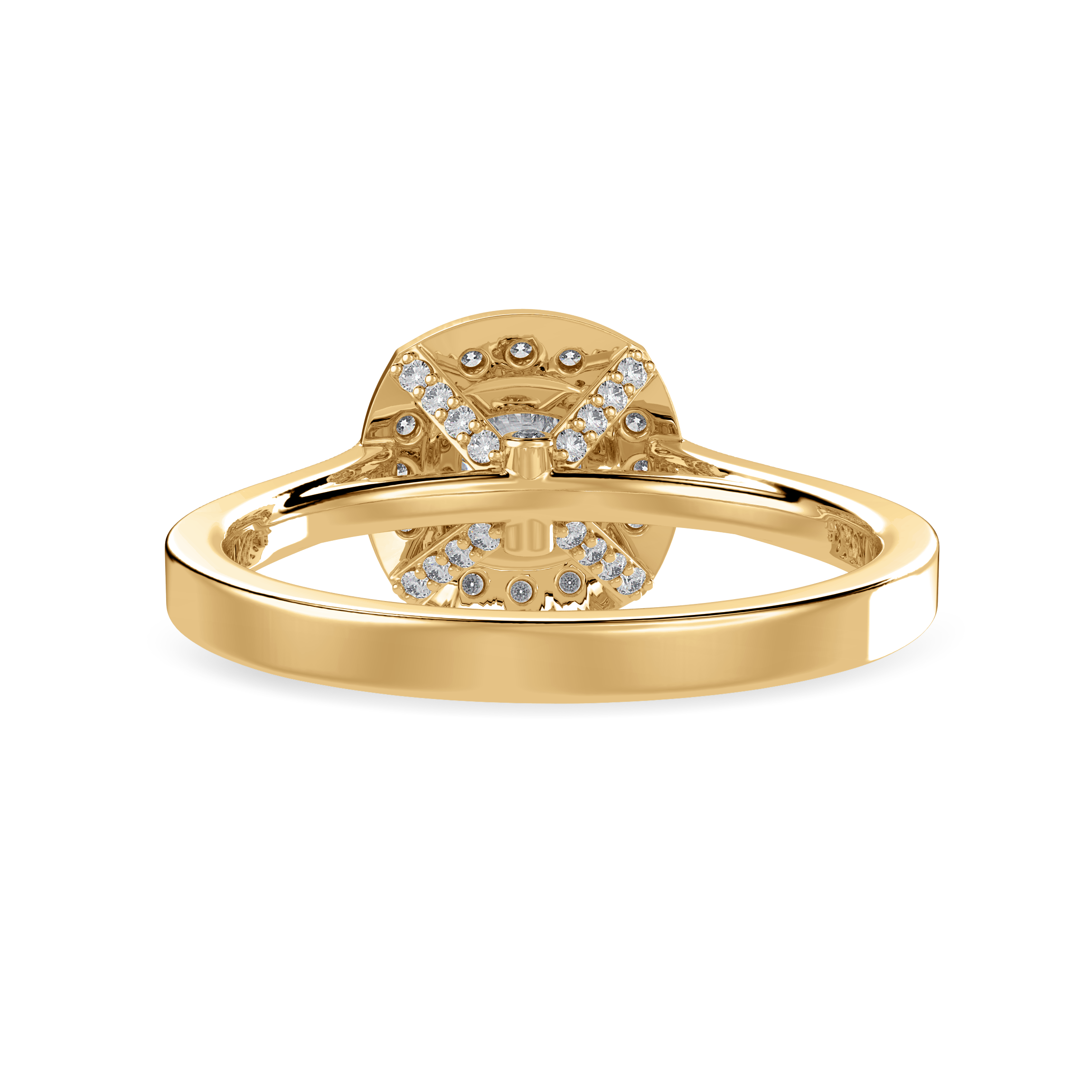 30-Pointer Cushion Cut Solitaire Halo Diamond Shank 18K Yellow Gold Ring JL AU 1303Y   Jewelove.US