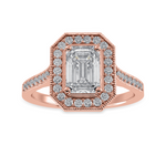 Load image into Gallery viewer, 30-Pointer Emerald Cut Solitaire Halo Diamond Shank 18K Rose Gold Ring JL AU 1304R   Jewelove.US
