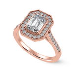 Load image into Gallery viewer, 30-Pointer Emerald Cut Solitaire Halo Diamond Shank 18K Rose Gold Ring JL AU 1304R   Jewelove.US
