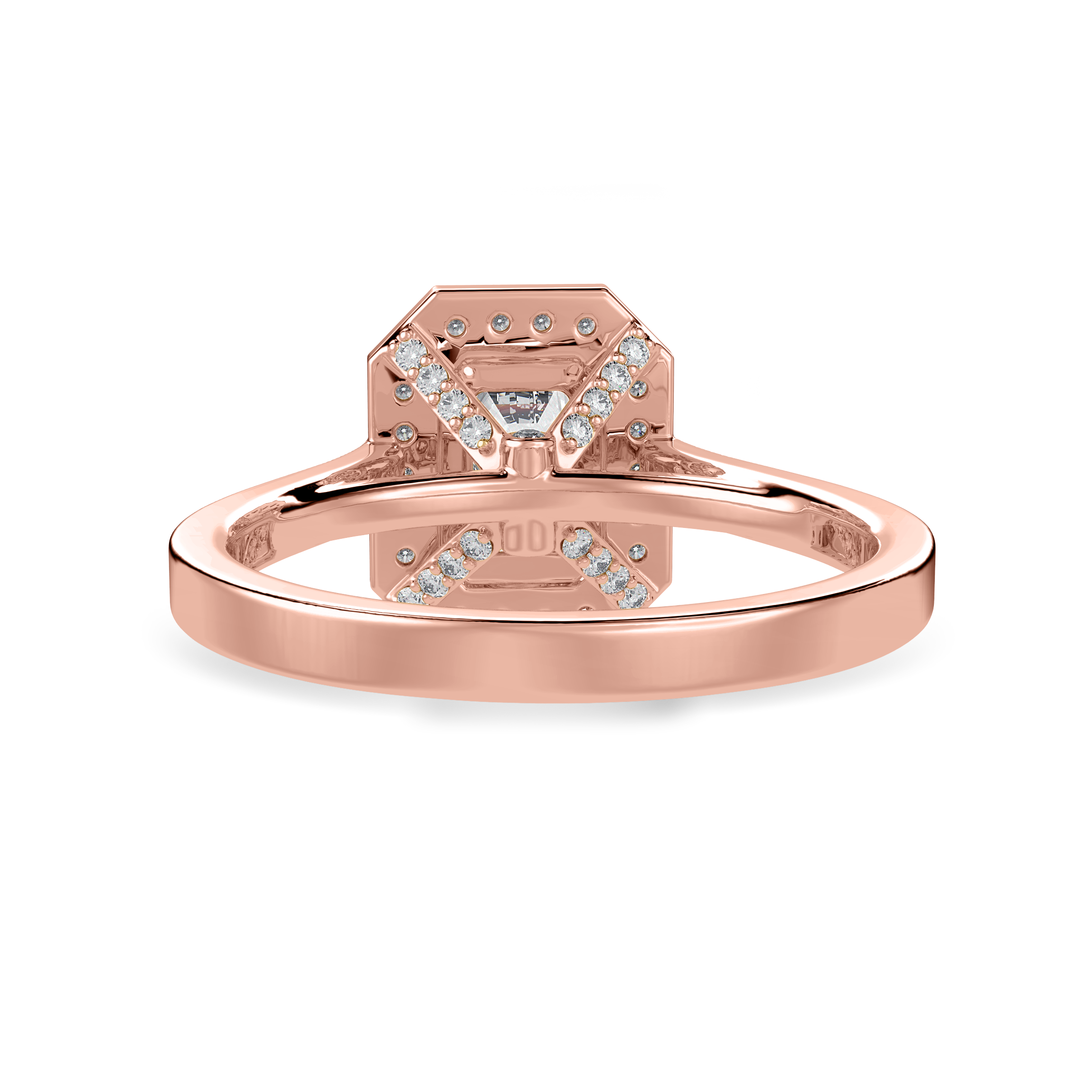 30-Pointer Emerald Cut Solitaire Halo Diamond Shank 18K Rose Gold Ring JL AU 1304R   Jewelove.US