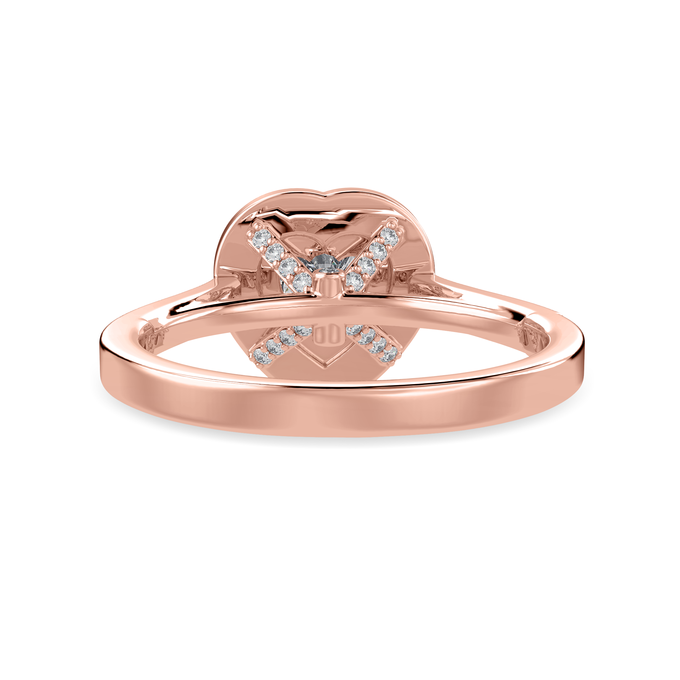 30-Pointer Heart Cut Solitaire Halo Diamond Shank 18K Rose Gold Ring JL AU 1305R   Jewelove.US