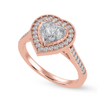 Load image into Gallery viewer, 30-Pointer Heart Cut Solitaire Halo Diamond Shank 18K Rose Gold Ring JL AU 1305R   Jewelove.US
