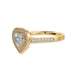 50-Pointer Heart Cut Solitaire Halo Diamond Shank 18K Yellow Gold Ring JL AU 1305Y-A   Jewelove.US