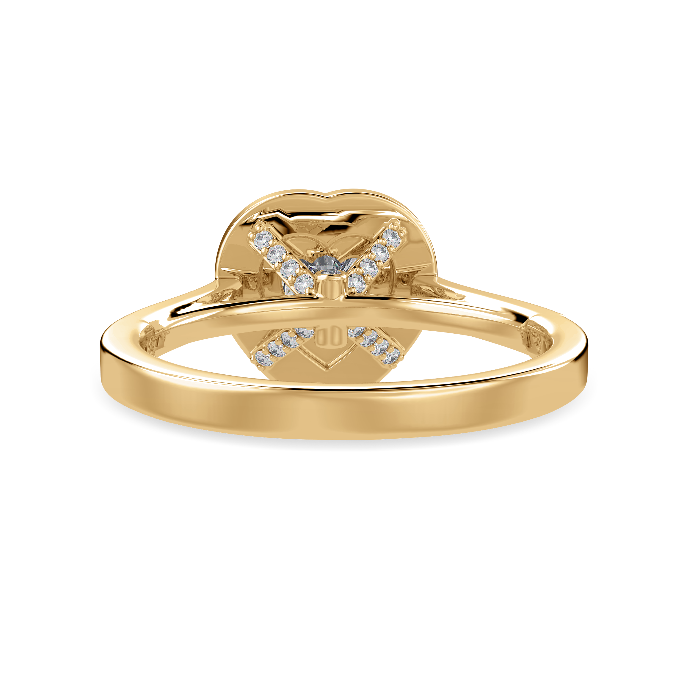 30-Pointer Heart Cut Solitaire Halo Diamond Shank 18K Yellow Gold Ring JL AU 1305Y   Jewelove.US