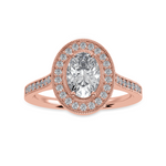 Load image into Gallery viewer, 30-Pointer Oval Cut Solitaire Halo Diamond Shank 18K Rose Gold Ring JL AU 1325R   Jewelove.US
