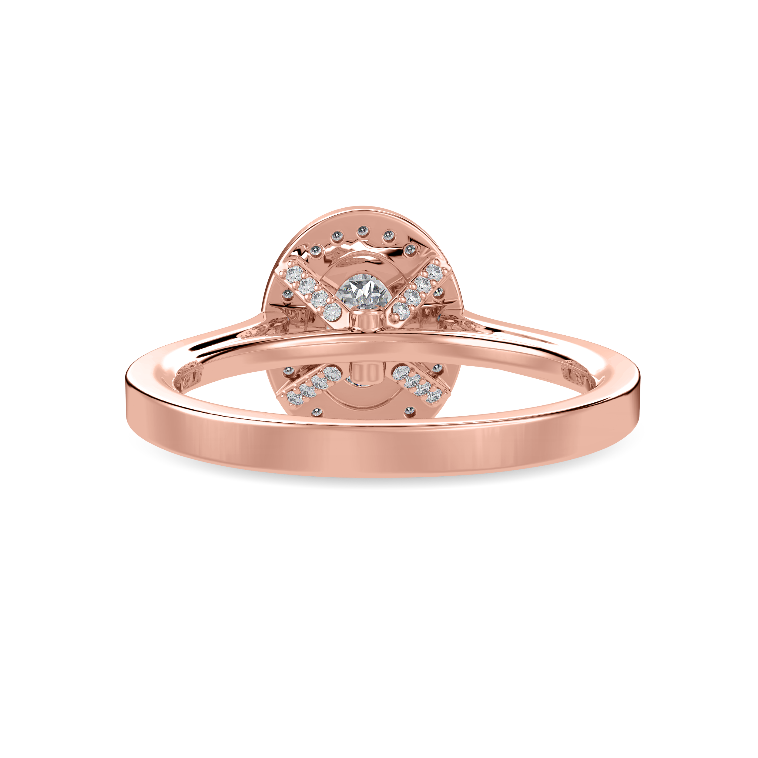 30-Pointer Oval Cut Solitaire Halo Diamond Shank 18K Rose Gold Ring JL AU 1325R   Jewelove.US