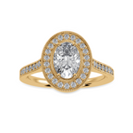 Load image into Gallery viewer, 30-Pointer Oval Cut Solitaire Halo Diamond Shank 18K Yellow Gold Ring JL AU 1325Y   Jewelove.US
