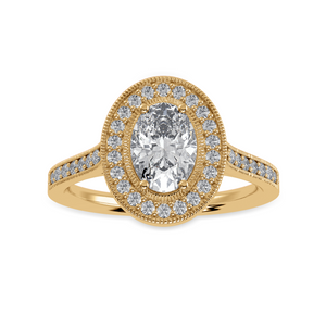 30-Pointer Oval Cut Solitaire Halo Diamond Shank 18K Yellow Gold Ring JL AU 1325Y   Jewelove.US