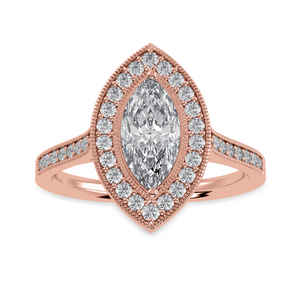 30-Pointer Marquise Cut Solitaire Halo Diamond Shank 18K Rose Gold Ring JL AU 1326R   Jewelove.US