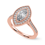 Load image into Gallery viewer, 30-Pointer Marquise Cut Solitaire Halo Diamond Shank 18K Rose Gold Ring JL AU 1326R   Jewelove.US
