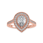 Load image into Gallery viewer, 30-Pointer Pear Cut Solitaire Halo Diamond Shank 18K Rose Gold Ring JL AU 1327R   Jewelove.US
