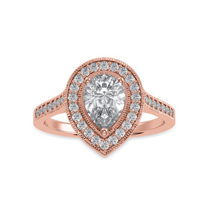 30-Pointer Pear Cut Solitaire Halo Diamond Shank 18K Rose Gold Ring JL AU 1327R   Jewelove.US