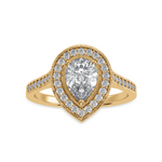 Load image into Gallery viewer, 30-Pointer Pear Cut Solitaire Halo Diamond Shank 18K Yellow Gold Ring JL AU 1327Y   Jewelove.US
